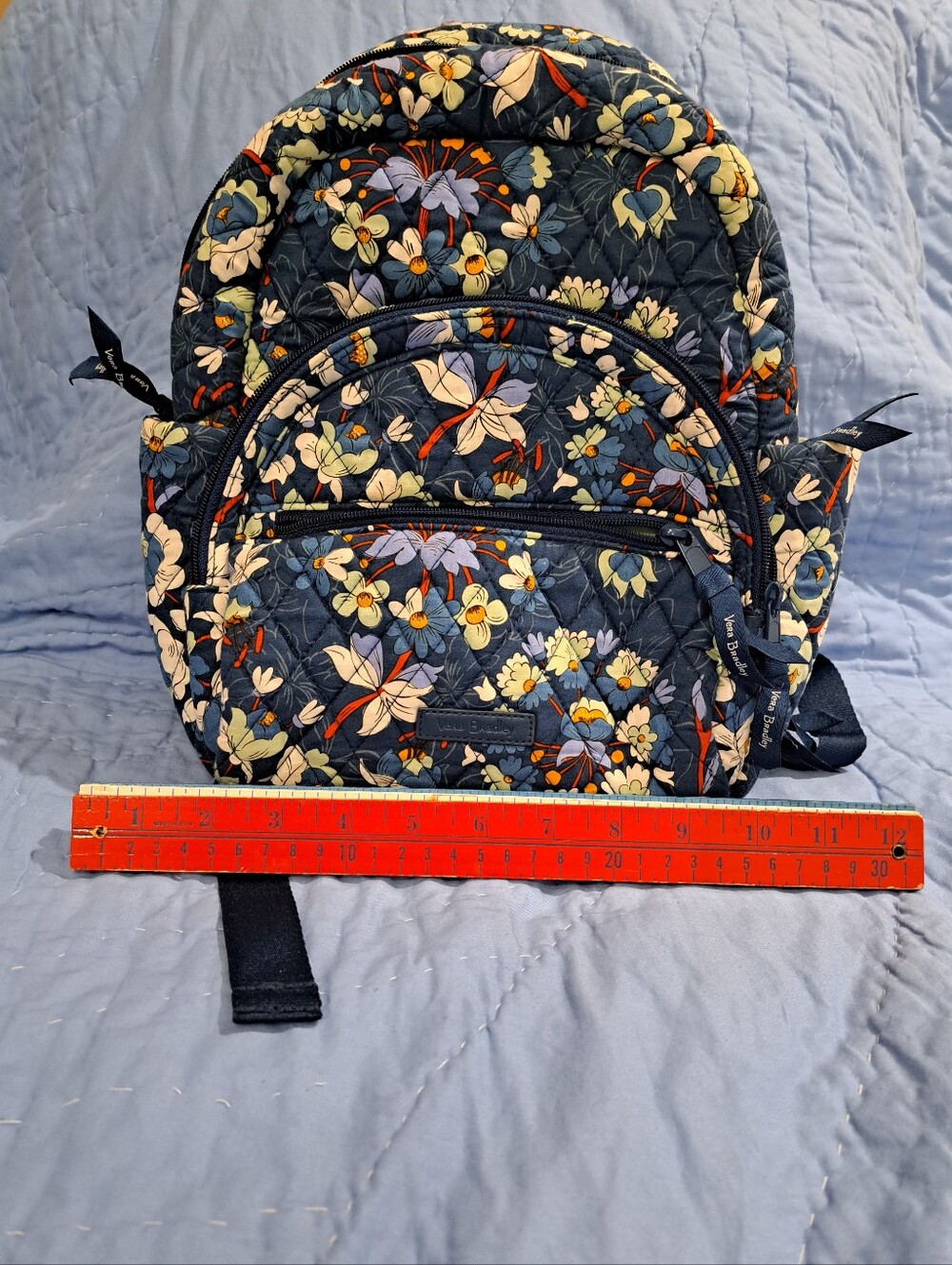 Vera Bradley Navy Floral Quilted Backpack with Multicolor Blooms